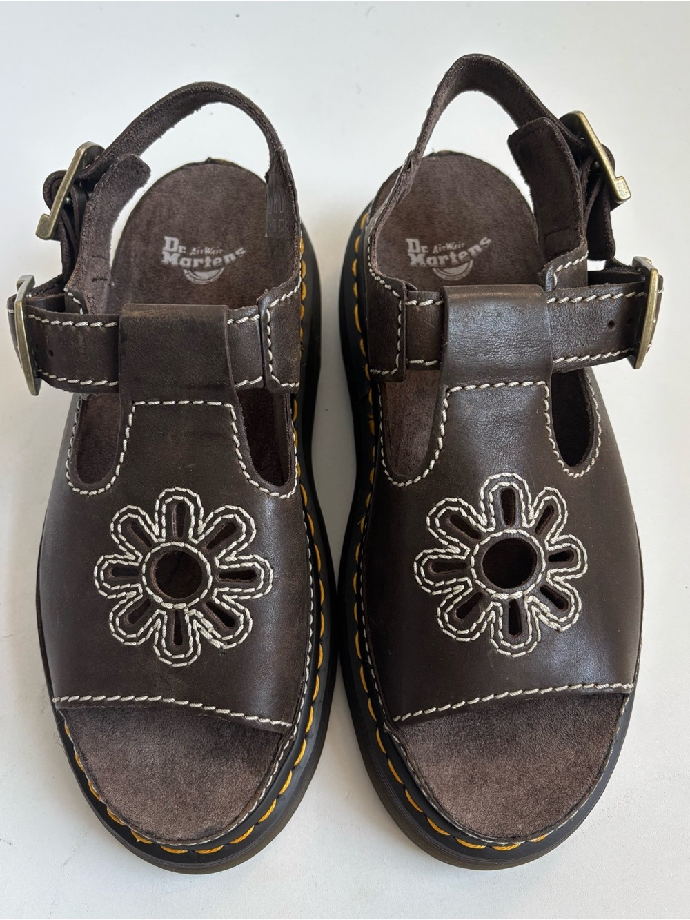 NWOT Dr Martens Dunnet Flower Slingback Leather Sandal in Kelp Brown Size 9